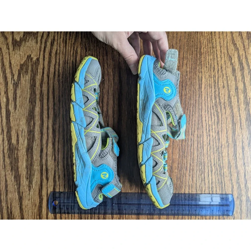 Merrell Hydro H2O Water Sandals Kids Size 3M Grey Blue Lime MK163197 Hiking Shoe